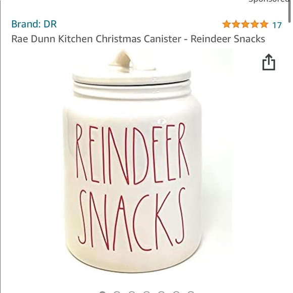 Rae Dunn ππ
π» Reindeer Snacks Christmas Canister with lid β₯οΈ - Picture 3 of 4